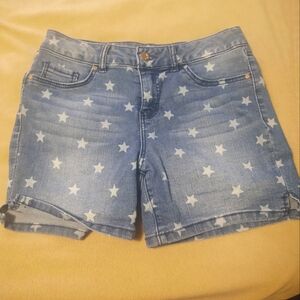 D. Jeans  Light blue jean shorts with white stars Size 4